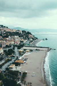 High angle view of beach against sky