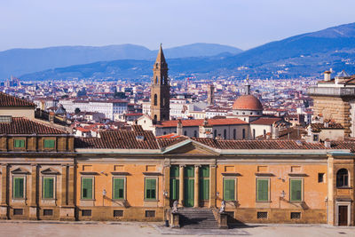 Cityscape against clear sky