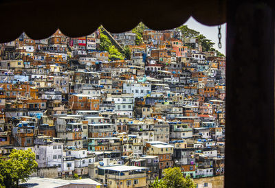 Aerial view of townscape against sky