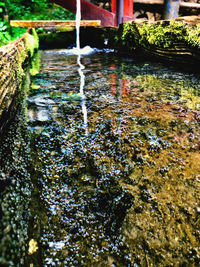 Close-up of water flowing through rocks