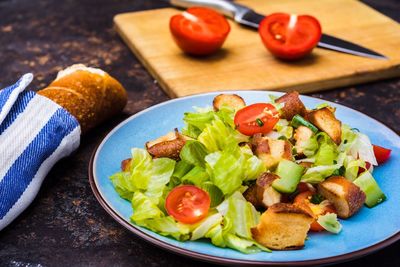 Close-up of salad served in plate