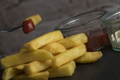 Close-up of breakfast in jar