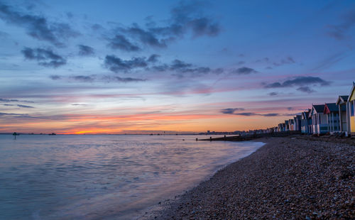 Scenic view of sea at sunset