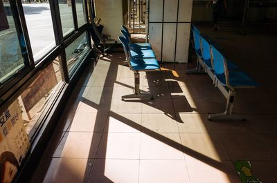 Shadow of window on tiled floor