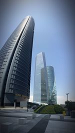 Low angle view of modern building against sky