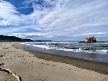 Scenic view of beach against sky