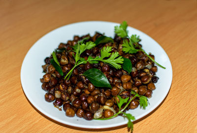 High angle view of meal served in plate