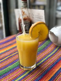 Close-up of yellow drink