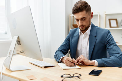 Businessman working at office