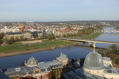 High angle view of buildings in city