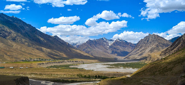 Scenic view of mountains against sky