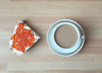 High angle view of coffee on table