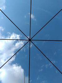 Low angle view of cables against blue sky