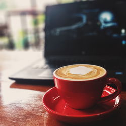 Close-up of coffee on table at cafe