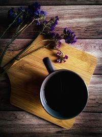 High angle view of coffee on table