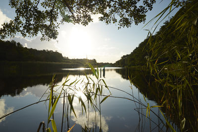 Scenic view of lake against sky