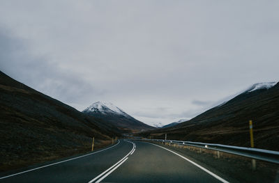 View from the car window on the road in iceland