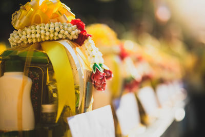 Close-up of yellow for sale at market stall