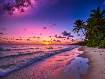 Scenic view of sea against sky during sunset