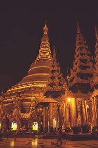 Illuminated temple at night