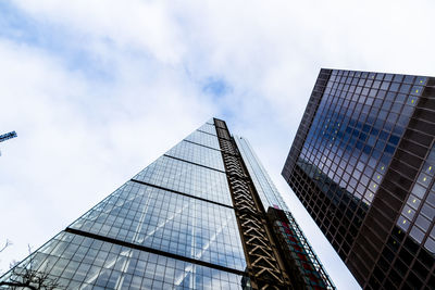 Low angle view of modern buildings against sky