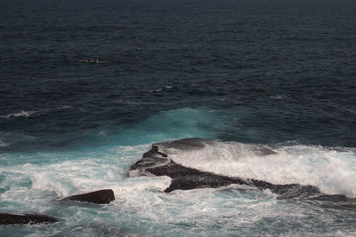 High angle view of sea waves
