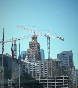 Low angle view of buildings against clear sky