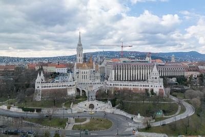 Matthias church and fisherman's bastion in budapest, hungary. city views point.