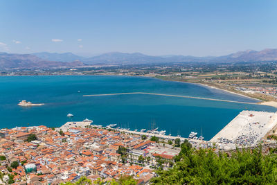 Nafplio, greece, july 17, 2022.nafplio seen from fort palamidi. 