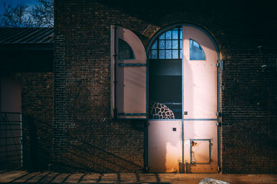 Closed door of building