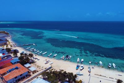 Aerial view of island and beach in los roques, venezuela