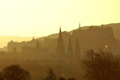 View of buildings at sunset