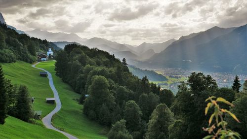 Scenic view of mountains against sky