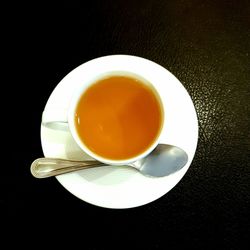 High angle view of tea served on table