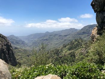 Scenic view of mountains against sky