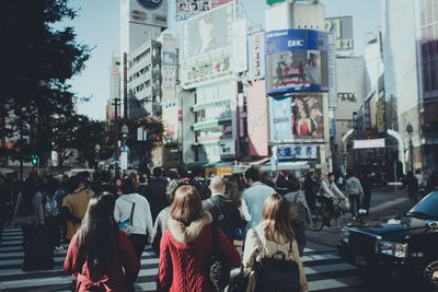 Crowd crossing the street