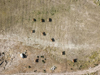 High angle view of hole on rock