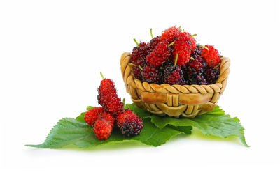 Close-up of strawberry against white background