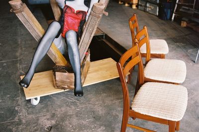 Close-up of chair on table