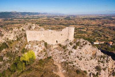 Aerial view of fort against sky