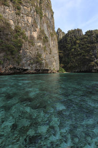 Scenic view of sea and rock formation