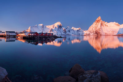 Panoramic view of lake against sky during winter