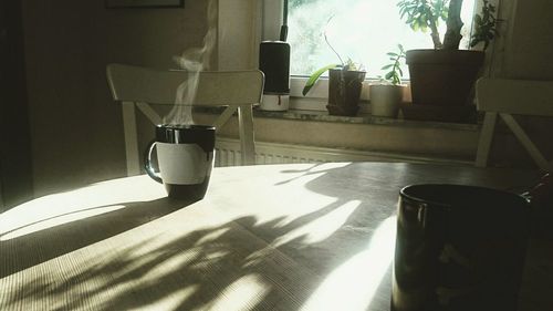 View of coffee cup on table