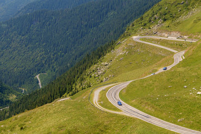 High angle view of winding road