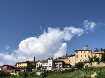 Low angle view of buildings against sky