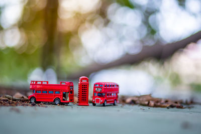 Close-up of toy car on table