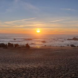 Scenic view of sea against sky during sunset