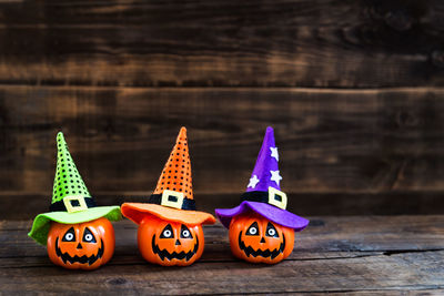 High angle view of pumpkin on table