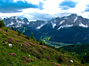 Scenic view of mountains against sky