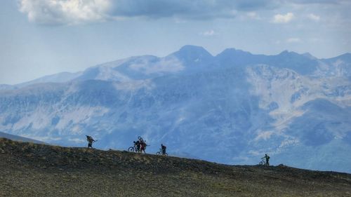 Man walking on mountain landscape